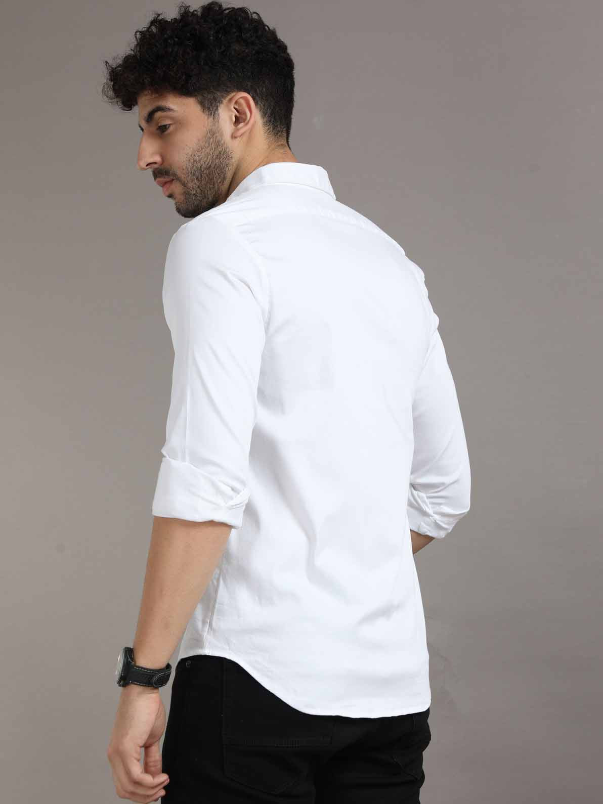 Plain white shirt for men - Black Denim