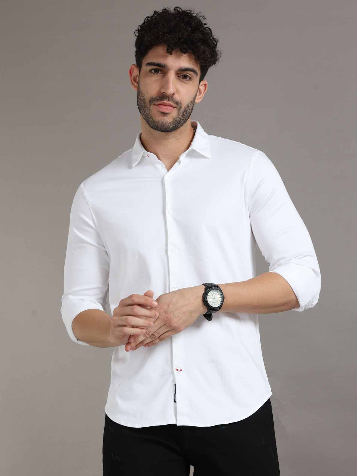 Plain white shirt for men - Black Denim