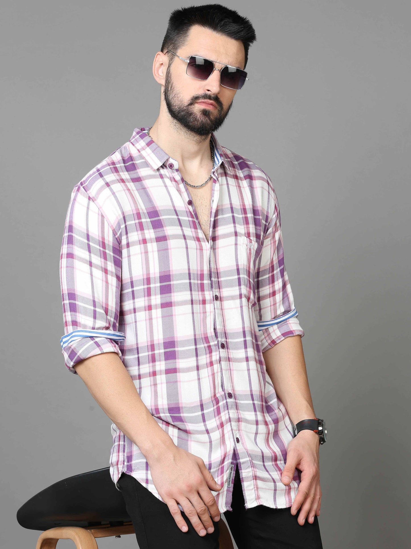 white checked shirt for men