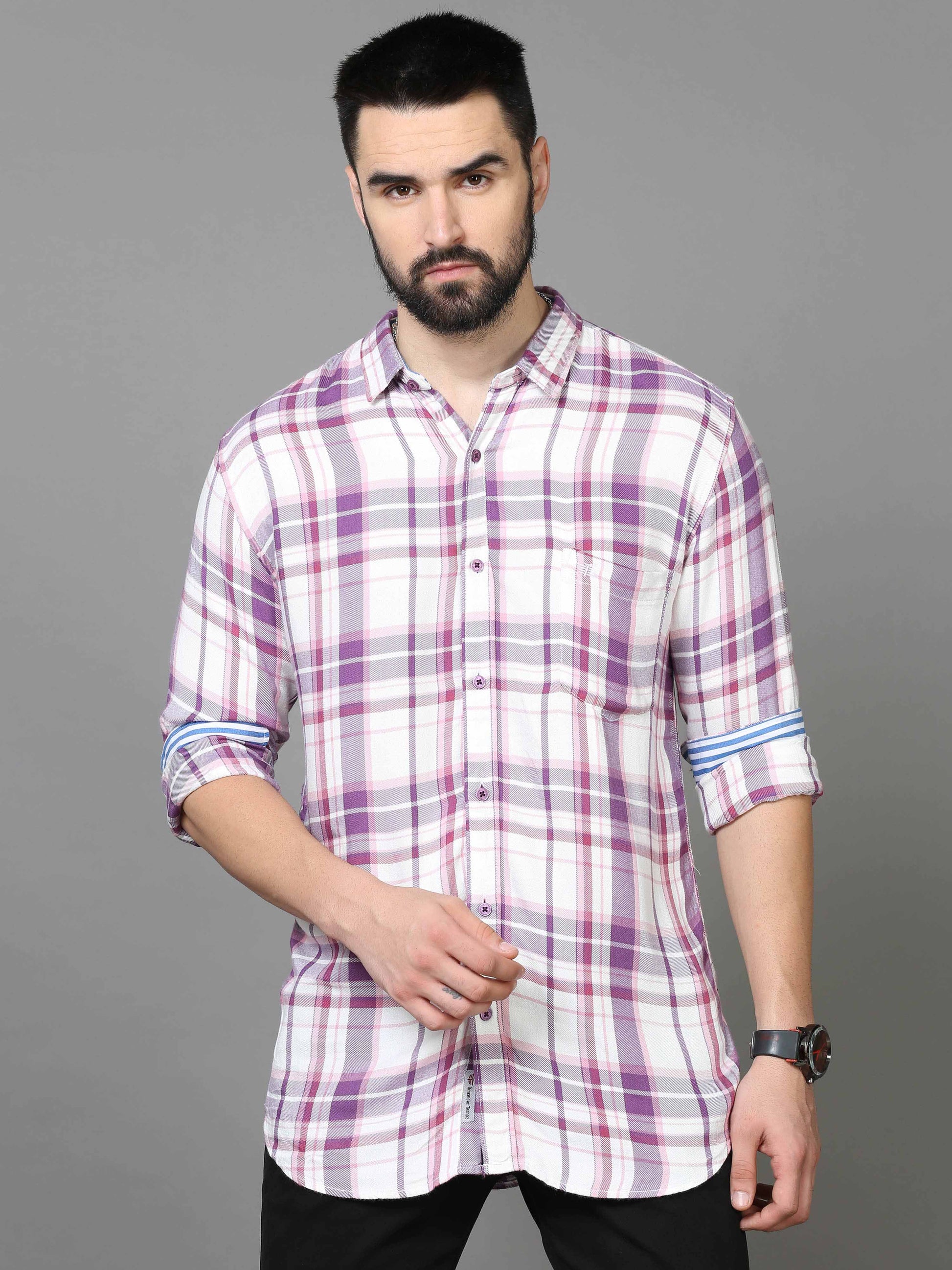 white checked shirt for men