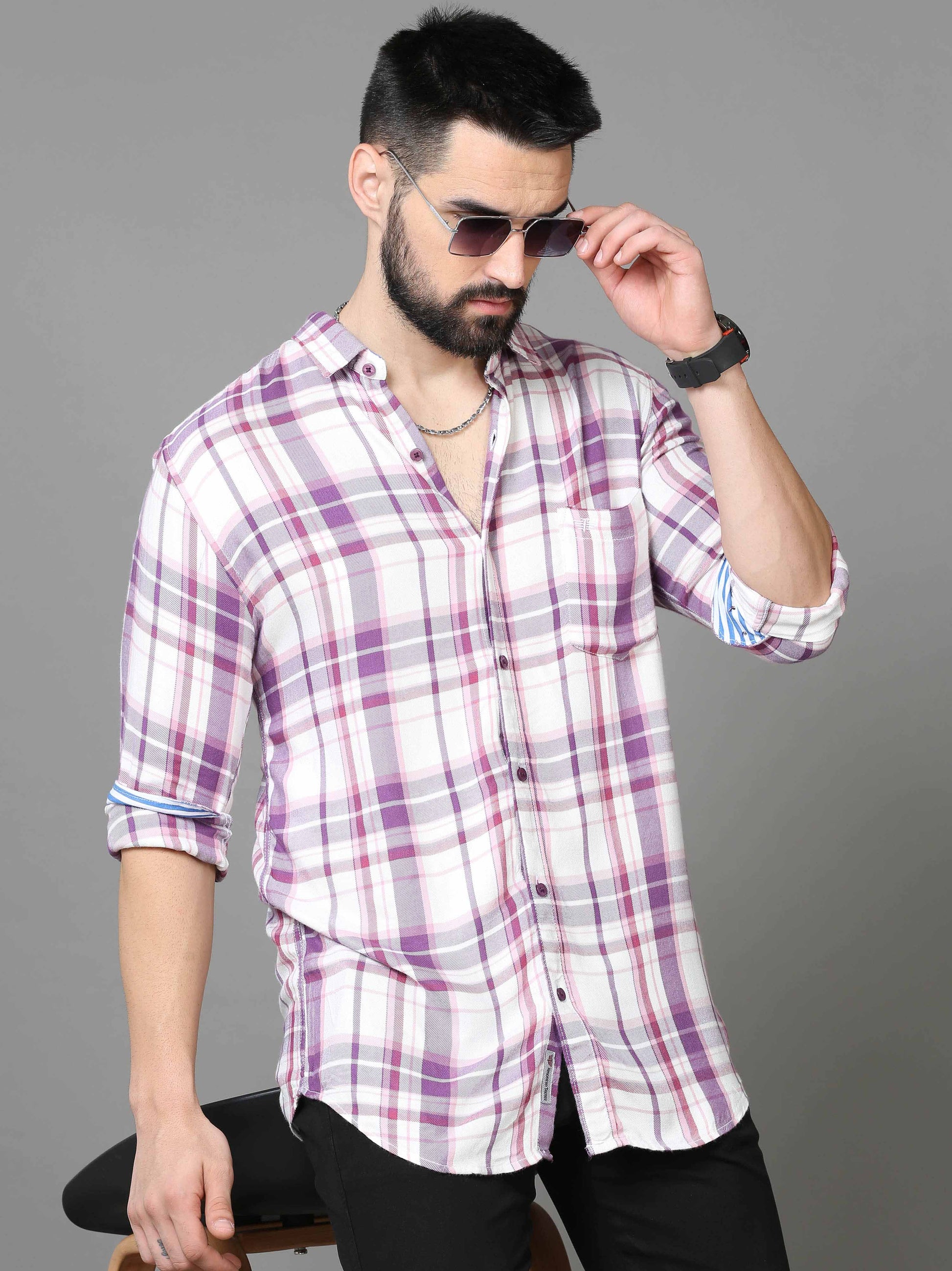 white checked shirt for men