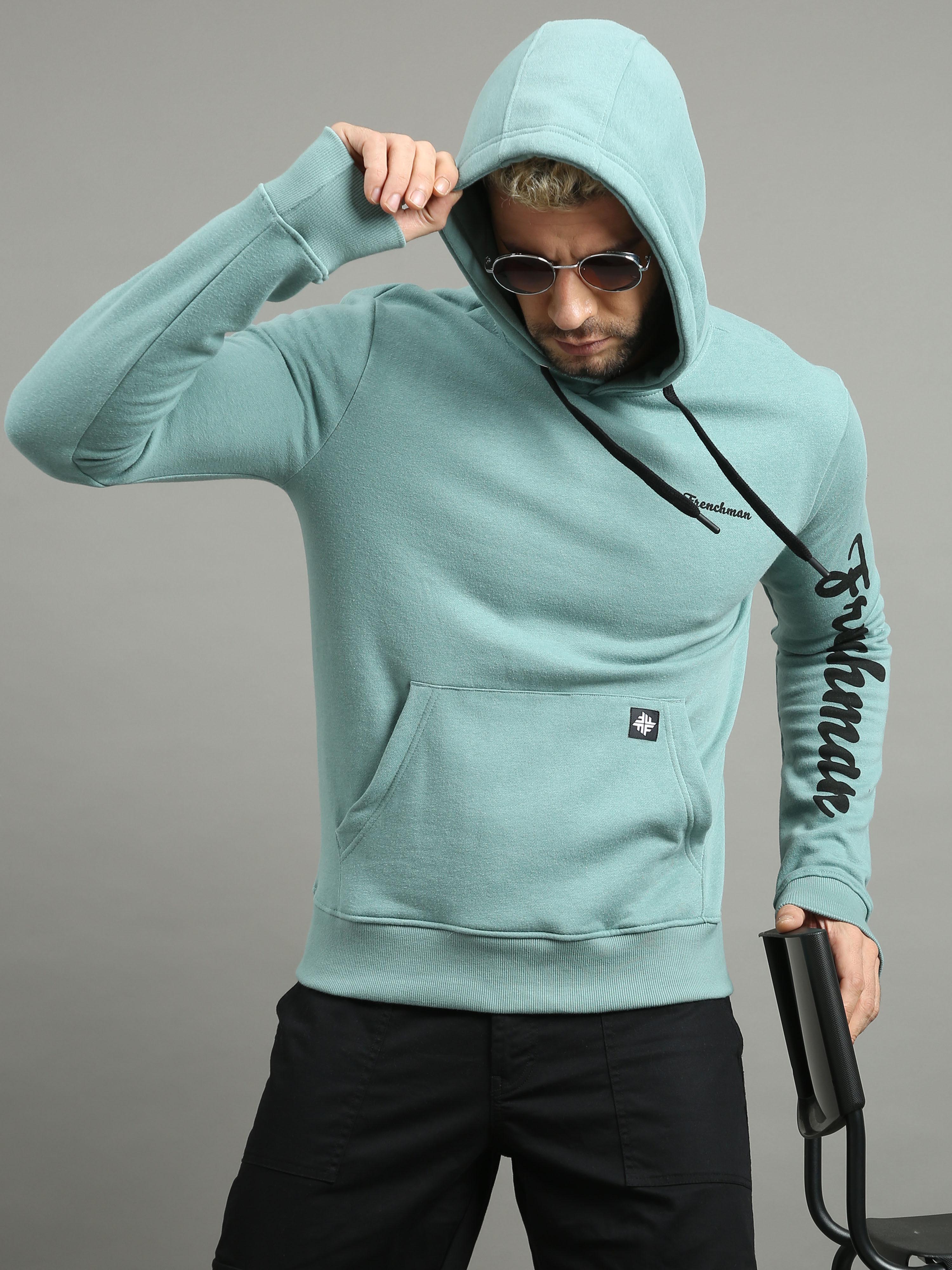 Shop Aqua Light Green Hoodie for Men Online at Great Price