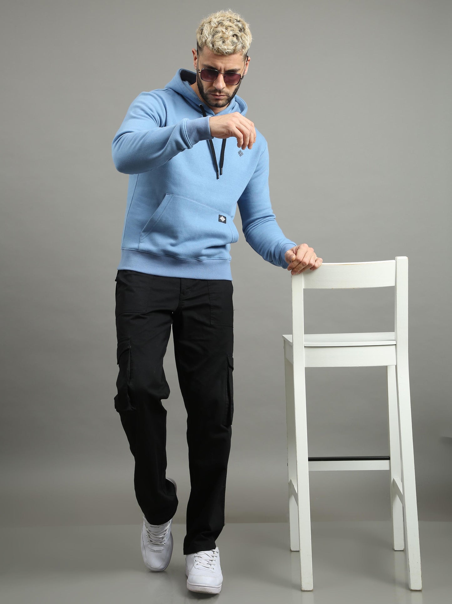 Mens Sky Blue Hoodie