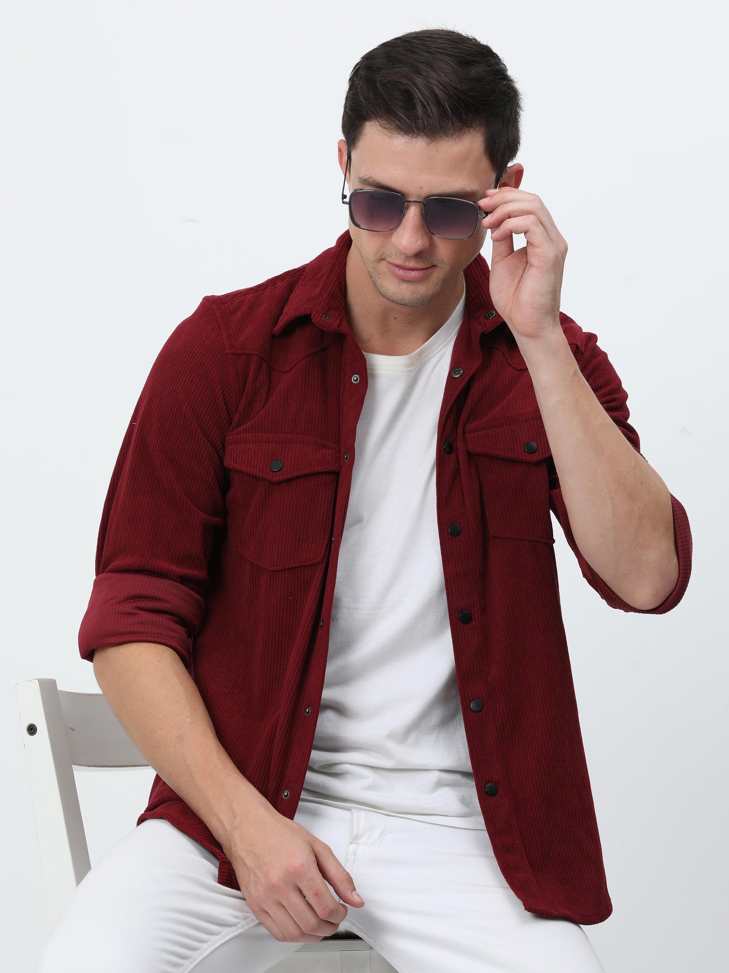 Maroon Corduroy Shirt for Men