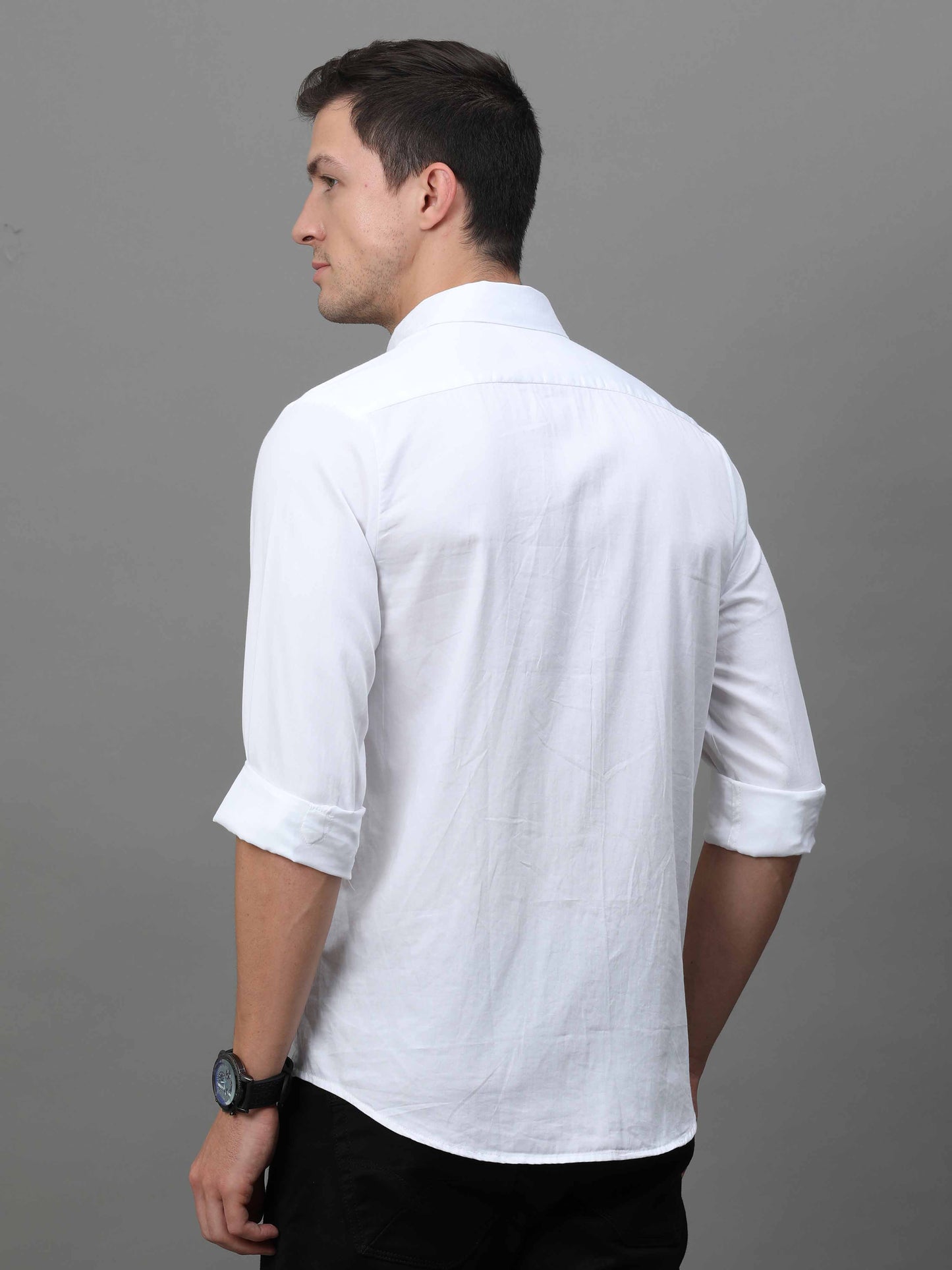 Classic Fit Cotton White satin Shirt for men