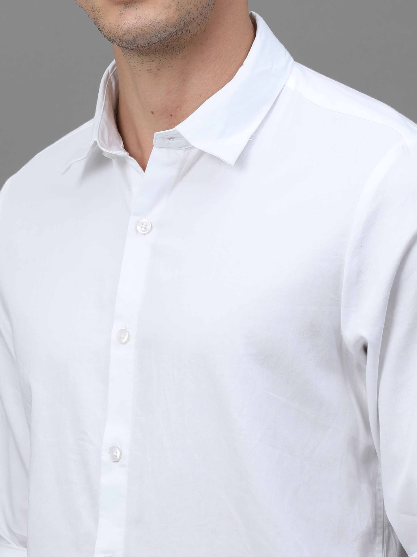 Classic Fit Cotton White satin Shirt for men