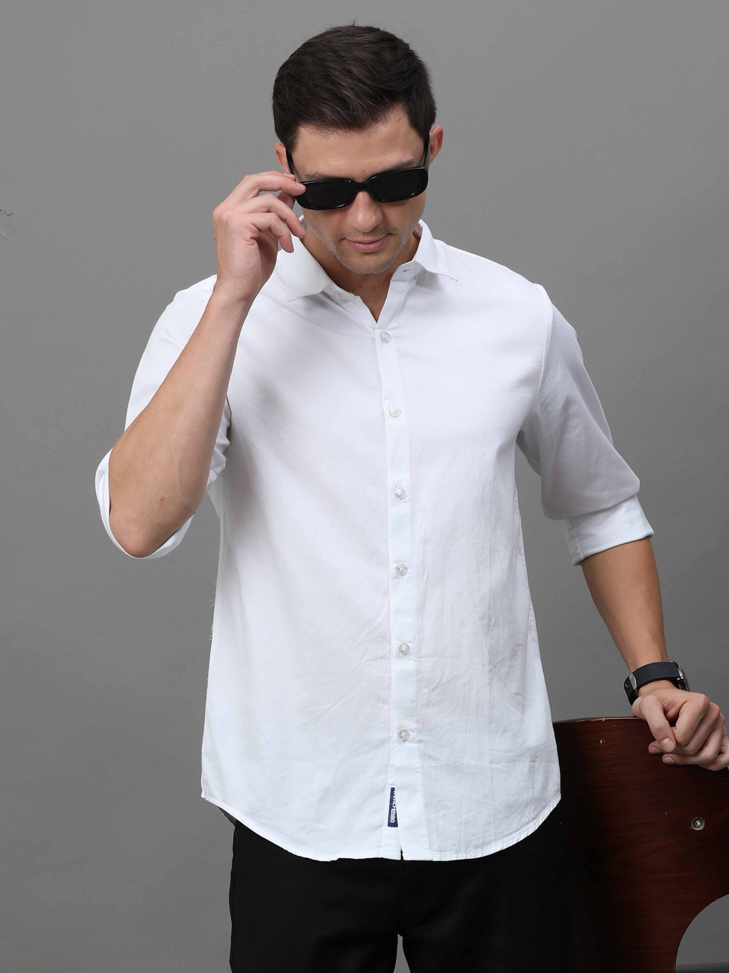 Classic Fit Cotton White satin Shirt for men