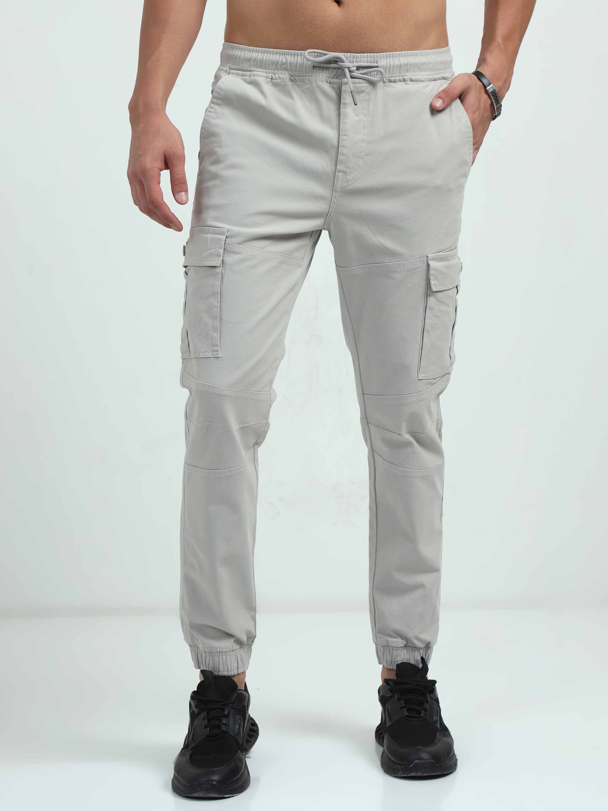 Mens Grey Cargo Trousers