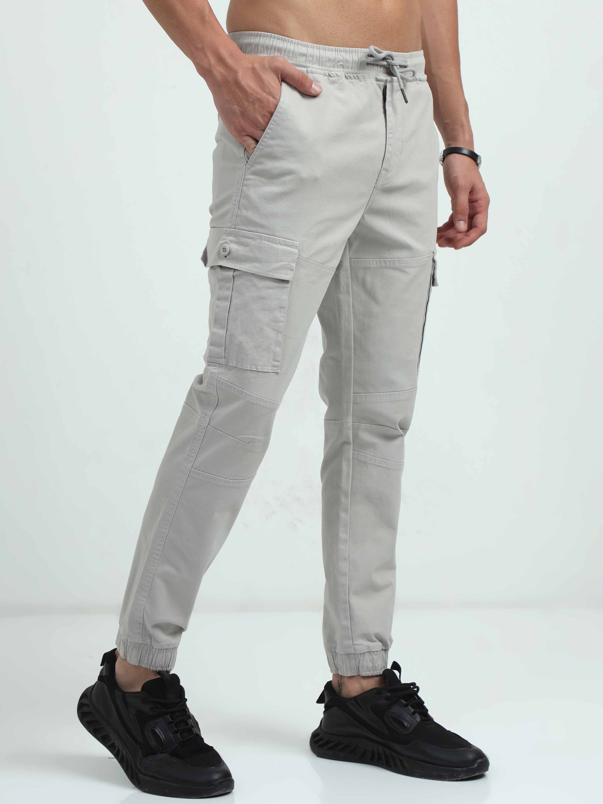 Mens Grey Cargo Trousers