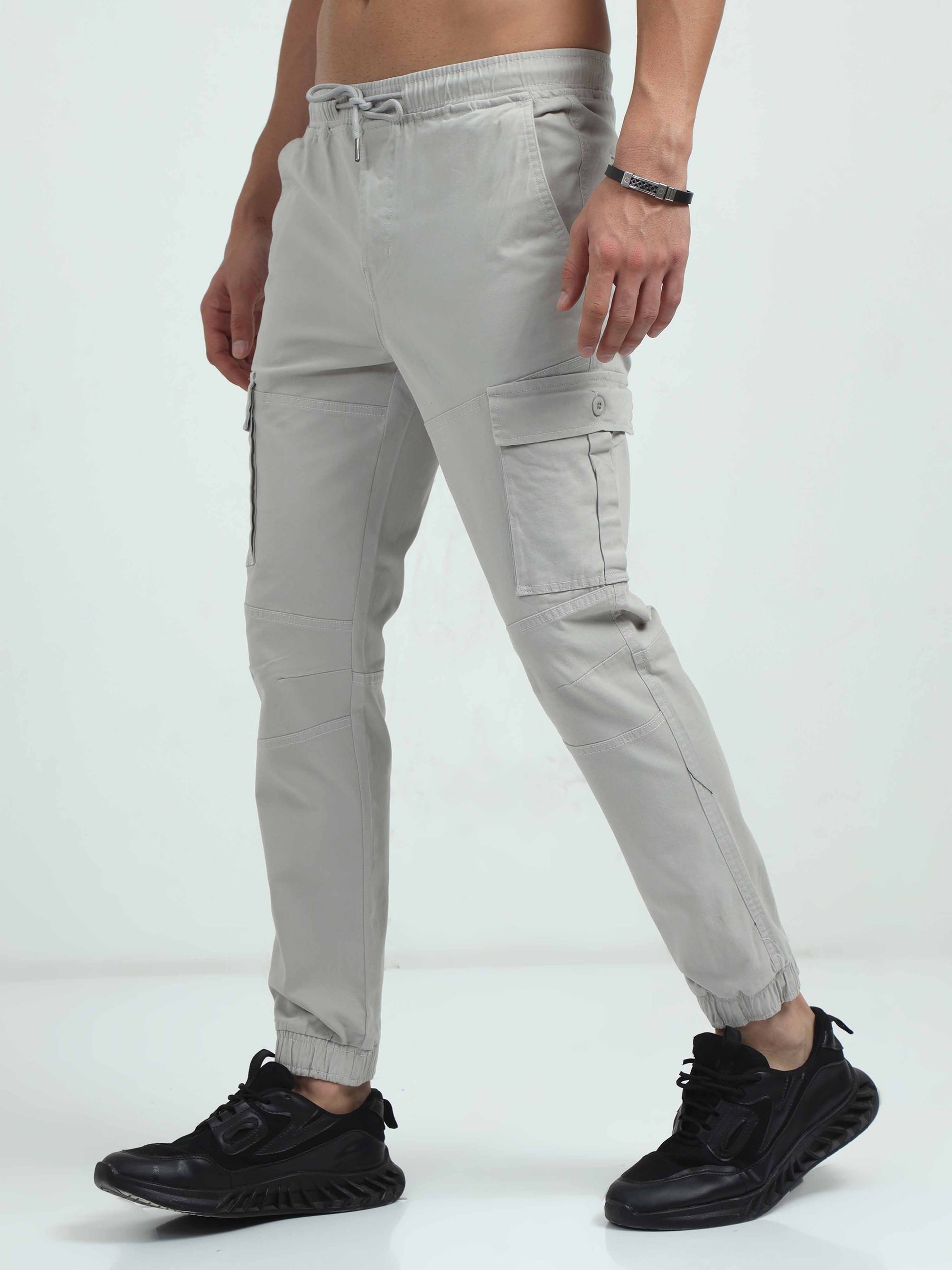 Mens Grey Cargo Trousers